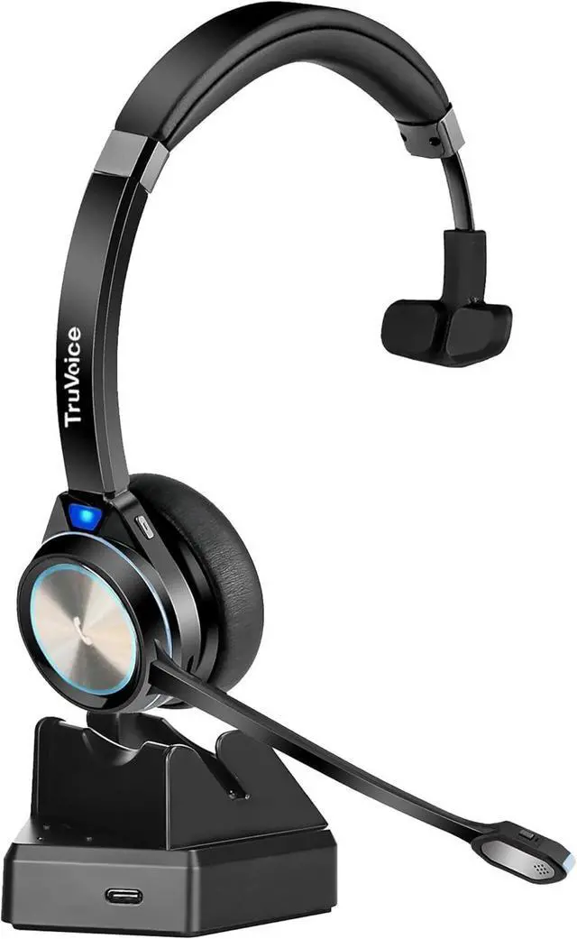 Main image of TruVoice BT55 Wireless USB Headset with Hi-Fi Audio and Noise Canceling Microphone - v5.2 Bluetooth Fast Charging Base and 15hr Talk time - Multi Connectivity with Both Computer and Cell Phone