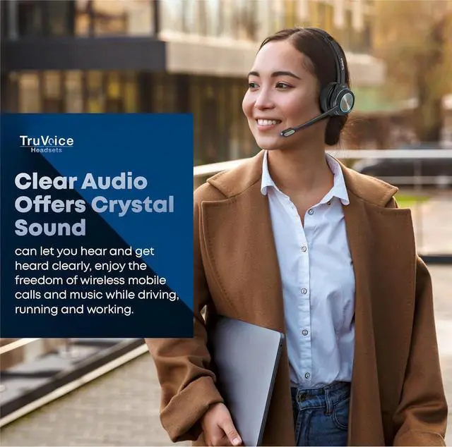 Alt view image 5 of 6 - TruVoice BT55 Wireless USB Headset with Hi-Fi Audio and Noise Canceling Microphone - v5.2 Bluetooth Fast Charging Base and 15hr Talk time - Multi Connectivity with Both Computer and Cell Phone