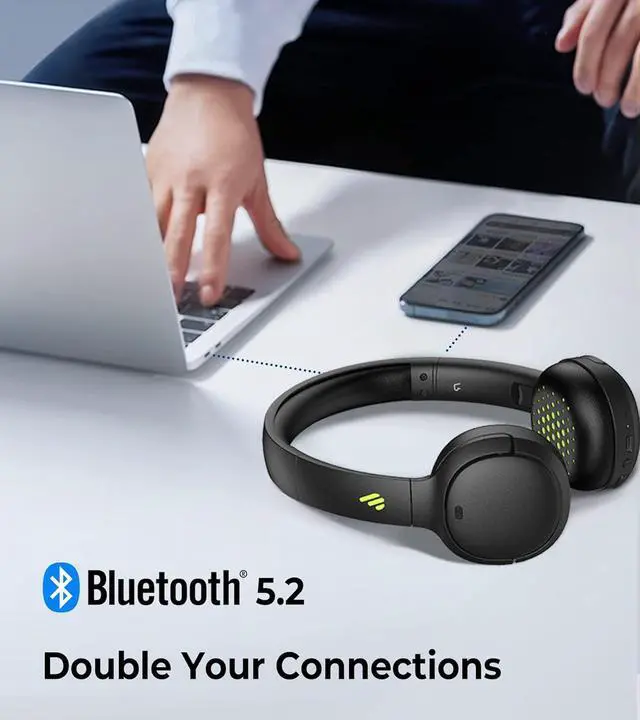 Alt view image 6 of 7 - Edifier WH500 Wireless On-Ear Headphones with Foldable Lightweight Design and Solid Bass, Bluetooth Headset with Microphone, 40H Music Playtime and Custom EQ via App for Home Office Travel (Black)