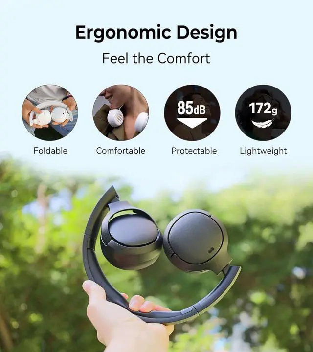 Alt view image 7 of 7 - Edifier WH500 Wireless On-Ear Headphones with Foldable Lightweight Design and Solid Bass, Bluetooth Headset with Microphone, 40H Music Playtime and Custom EQ via App for Home Office Travel (Black)
