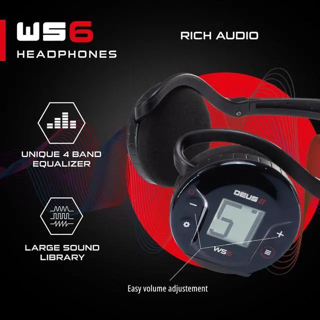 Alt view image 3 of 7 - WS6 Wireless Headphones for Deus II, Wireless Headset and Stand Alone Unit to Control Your Metal Detector, Perfect Accessory for Deus II Metal Detector