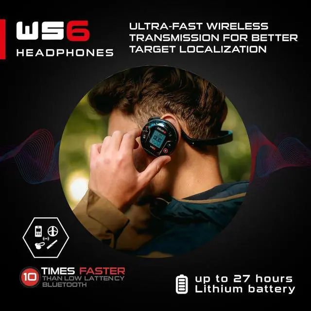 Alt view image 4 of 7 - WS6 Wireless Headphones for Deus II, Wireless Headset and Stand Alone Unit to Control Your Metal Detector, Perfect Accessory for Deus II Metal Detector