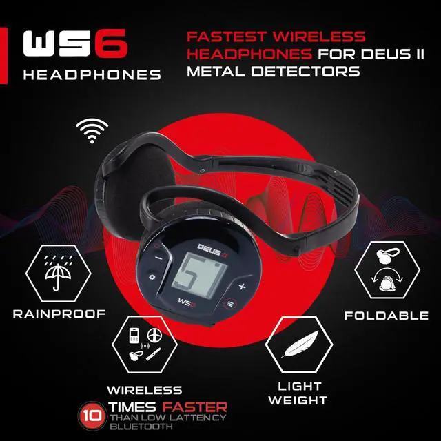 Alt view image 2 of 7 - WS6 Wireless Headphones for Deus II, Wireless Headset and Stand Alone Unit to Control Your Metal Detector, Perfect Accessory for Deus II Metal Detector