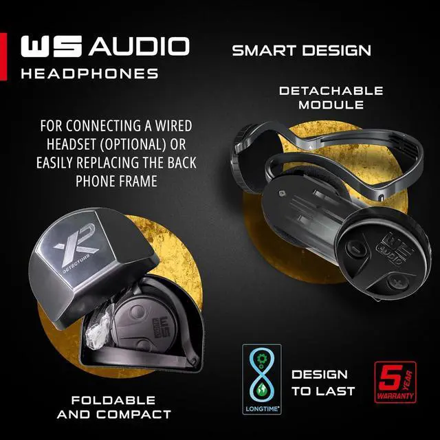 Alt view image 6 of 6 - XP METAL DETECTORS WSAUDIO Wireless Headphones for ORX (Delivered in Plastic Box), Fully Weatherproof, Foldable Compact and Lightweight with Detachable Control Module