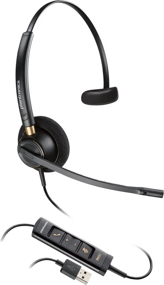 Main image of Poly - EncorePro 515-M USB-A and USB-C USB Headset (Plantronics) - Optimized for Teams - Hold & Call Answer Buttons - Works with Avaya, Genesys, & Cisco Call Center Platforms - Single Ear/Mono,Black