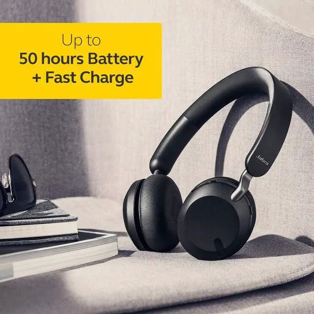Alt view image 3 of 7 - Jabra Elite 45h, Titanium Black  On-Ear Wireless Headphones with Up to 50 Hours of Battery Life, Superior Sound with Advanced 40mm Speakers  Compact, Foldable & Lightweight Design