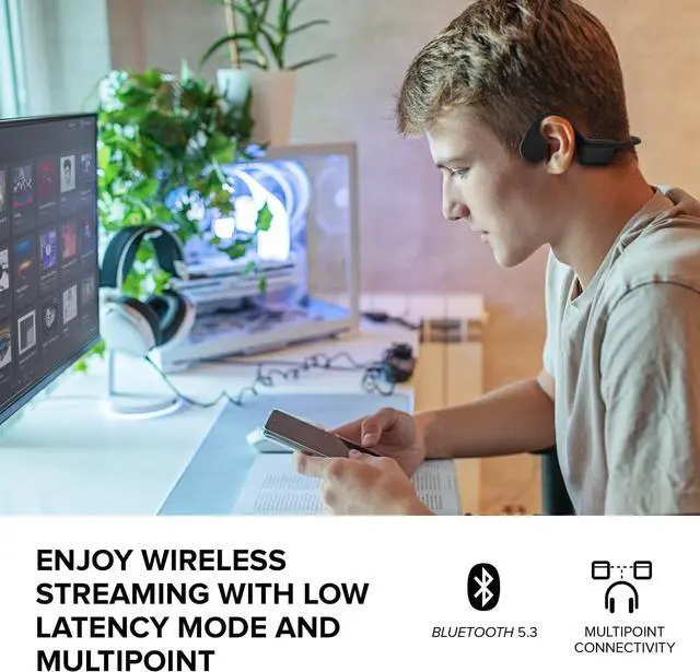 Alt view image 4 of 6 - Creative Outlier Free Mini Wireless Bone Conduction Headphones with Bluetooth 5.3, IPX5 Sweat and Water Splash Resistance, Multipoint Connectivity, Up to 6 Hours of Battery Life, Built-in Mic