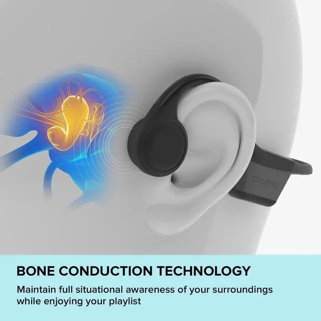 Alt view image 2 of 6 - Creative Outlier Free Mini Wireless Bone Conduction Headphones with Bluetooth 5.3, IPX5 Sweat and Water Splash Resistance, Multipoint Connectivity, Up to 6 Hours of Battery Life, Built-in Mic