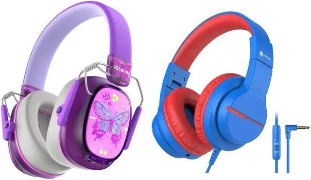 Main image of iClever Noise Cancelling Headphones for Kids & HS19 Kids Wired Headphones for School Travel/iPad/Tablet/Airplane