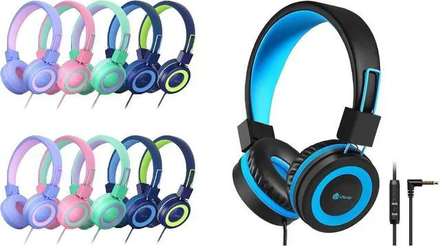 Main image of iClever HS14 Kids Headphones for School Bundles, Tangle Free, 3.5mm Jack, HD Stereo, Folable Kids Headphones with Cord for Classroom/Student/Tablets/Laptop