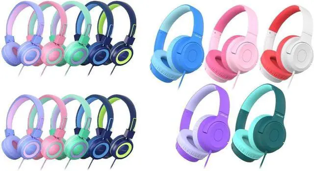 Main image of iClever HS14 & HS27 Kids Headphones for School Bundles, Tangle Free, 3.5mm Jack, HD Stereo, Folable Kids Headphones with Cord for Classroom/Student/Tablets/Laptop