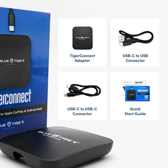 Alt view image 5 of 7 - Blue Tiger Elite Ultra 2.0 Wireless Bluetooth Headset TigerConnect Wireless iOS|Apple CarPlay & Android Auto Adapter Converts Wired to Wireless CarPlay Plug & Play Stable and Fast Connect