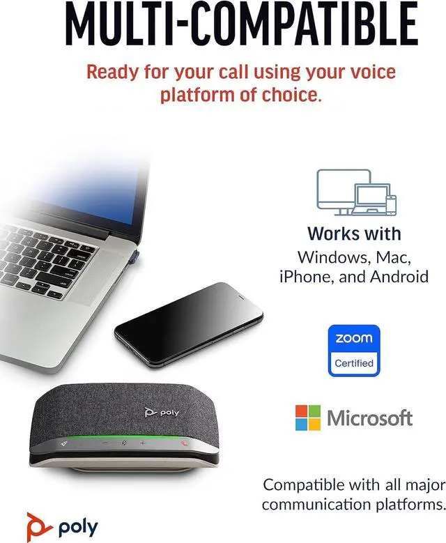 Alt view image 7 of 7 - Poly Sync 20+ Personal Portable Bluetooth Speakerphone (Plantronics) - Noise/Echo Reduction - USB-C Bluetooth Adapter - Works w/Teams, Zoom, PC, Mac, Mobile  Amazon Exclusive