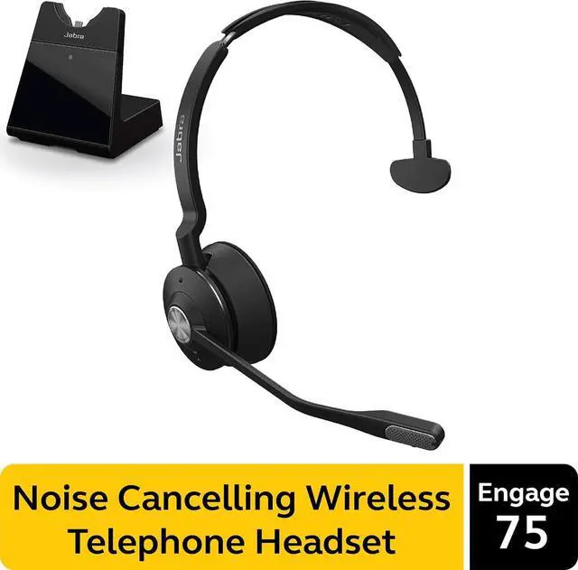 Alt view image 2 of 7 - Jabra Engage 75 Wireless Headset, Mono  Telephone Headset with Industry-Leading Wireless Performance, Advanced Noise-Cancelling Microphone, Call Center Headset with All Day Battery Life