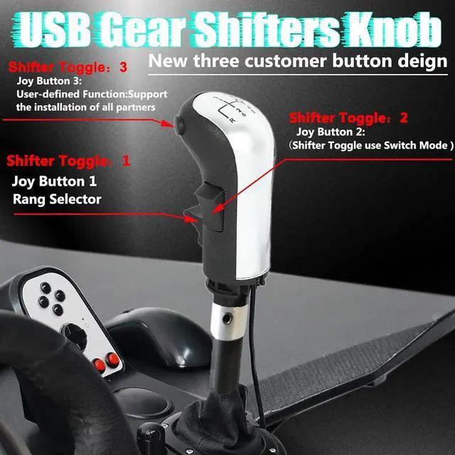 Alt view image 2 of 7 - USB Truck Simulator Shifter Gearshift Knob for ATS & ETS2; H Gearshift Shifter Knob Racing Shifter PC For THRUSTMASTER TH8A For Logitech G29 G27 G25 G920 For FANATEC SQ PXN A10 Shifter (Silver)