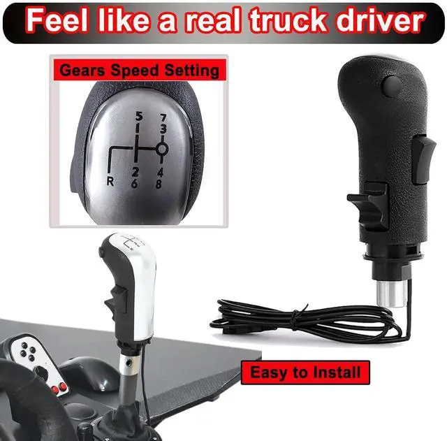 Alt view image 5 of 7 - USB Truck Simulator Shifter Gearshift Knob for ATS & ETS2; H Gearshift Shifter Knob Racing Shifter PC For THRUSTMASTER TH8A For Logitech G29 G27 G25 G920 For FANATEC SQ PXN A10 Shifter (Silver)