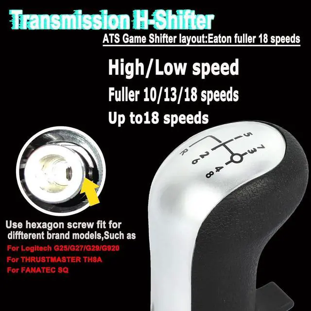 Alt view image 6 of 7 - USB Truck Simulator Shifter Gearshift Knob for ATS & ETS2; H Gearshift Shifter Knob Racing Shifter PC For THRUSTMASTER TH8A For Logitech G29 G27 G25 G920 For FANATEC SQ PXN A10 Shifter (Silver)