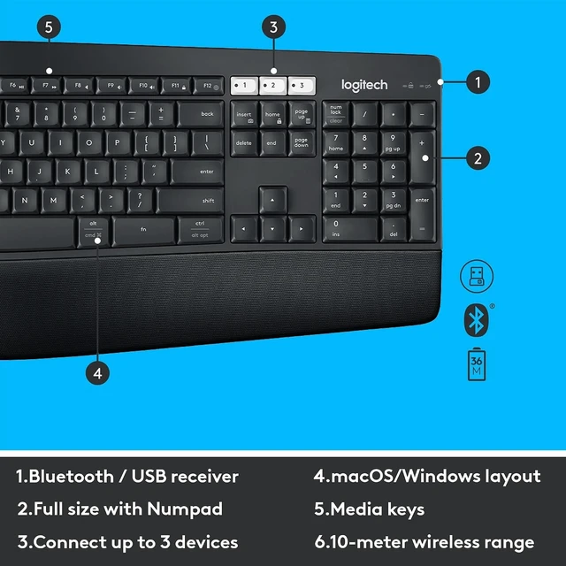 Alt view image 7 of 7 - MK850 Performance Wireless Keyboard & Mouse Combo (Graphite)