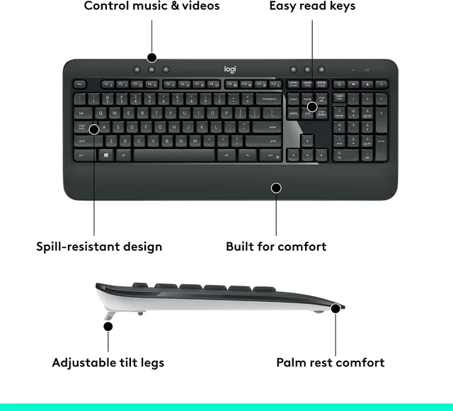 Alt view image 7 of 7 - MK540 Full Size Advanced Wireless Keyboard and Mouse Combo