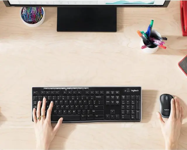 Alt view image 6 of 6 - Logitech MK270 Wireless Keyboard & Mouse Combo Active Lifestyle Travel Home Office Must-Have Modern Bundle with Micro Portable Wireless Bluetooth Speaker, Gel Wrist Pad & Gel Mouse Pad