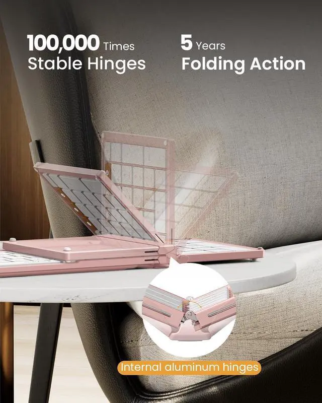 Alt view image 2 of 7 - ProtoArc Foldable Keyboard and Mouse, XKM01 True Full-Size Folding Wireless Keyboard Mouse Combo for Business Travel, a Portable Office Suite On-The-Go, Compatible with Laptop iPad Tablet - Pink