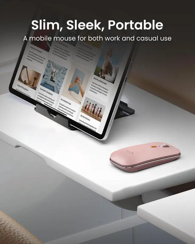 Alt view image 5 of 7 - ProtoArc Foldable Keyboard and Mouse, XKM01 True Full-Size Folding Wireless Keyboard Mouse Combo for Business Travel, a Portable Office Suite On-The-Go, Compatible with Laptop iPad Tablet - Pink