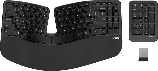 Main image of Incase Sculpt Ergonomic Keyboard  Designed by Microsoft  Split Keyset Design, Palm Rest, Contoured Layout, One-Touch Windows Button, AES 128-Bit Encryption, Includes Separate Number Pad  Black