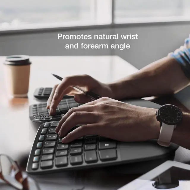 Alt view image 2 of 7 - Incase Sculpt Ergonomic Keyboard  Designed by Microsoft  Split Keyset Design, Palm Rest, Contoured Layout, One-Touch Windows Button, AES 128-Bit Encryption, Includes Separate Number Pad  Black