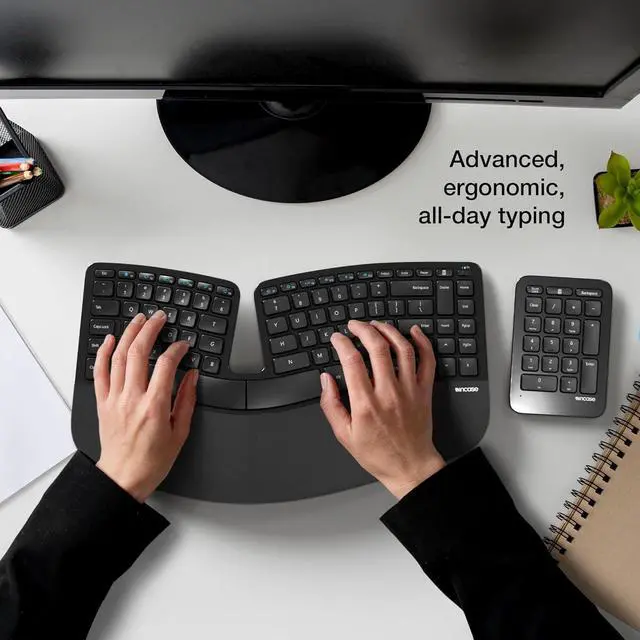Alt view image 7 of 7 - Incase Sculpt Ergonomic Keyboard  Designed by Microsoft  Split Keyset Design, Palm Rest, Contoured Layout, One-Touch Windows Button, AES 128-Bit Encryption, Includes Separate Number Pad  Black