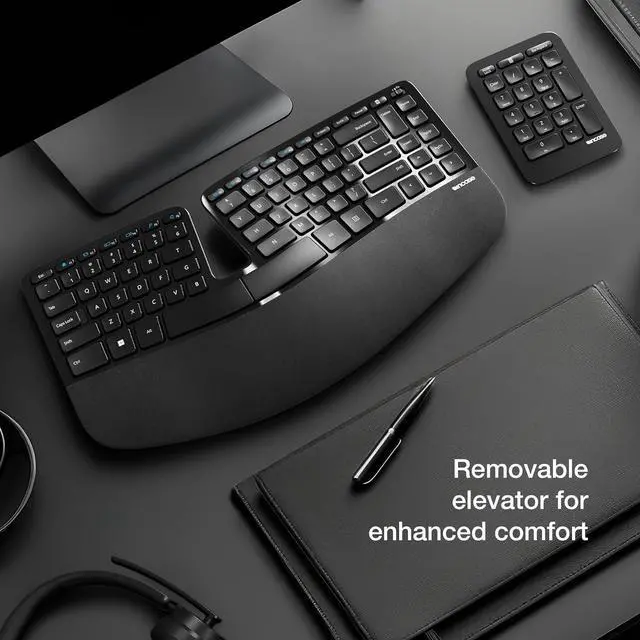 Alt view image 5 of 7 - Incase Sculpt Ergonomic Keyboard  Designed by Microsoft  Split Keyset Design, Palm Rest, Contoured Layout, One-Touch Windows Button, AES 128-Bit Encryption, Includes Separate Number Pad  Black