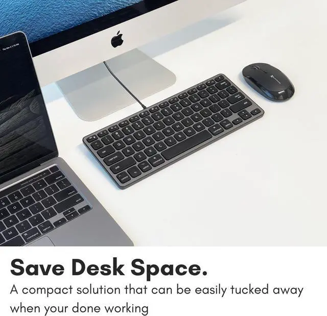 Alt view image 5 of 7 - Macally Wired Keyboard for Mac with USB Hub (2X USBC / 1x USBA) - Compatible Small Apple Key Board with 2 in 1 USB Plug - for MacBook Pro/Air, Mac mini, iMac