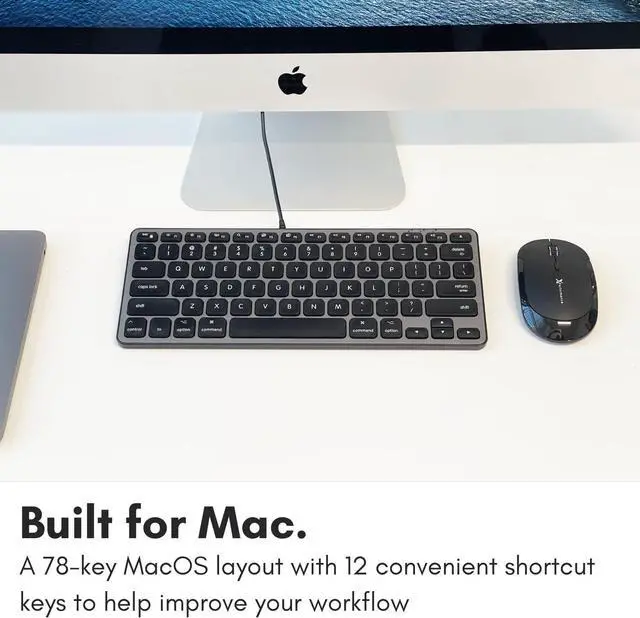 Alt view image 7 of 7 - Macally Wired Keyboard for Mac with USB Hub (2X USBC / 1x USBA) - Compatible Small Apple Key Board with 2 in 1 USB Plug - for MacBook Pro/Air, Mac mini, iMac