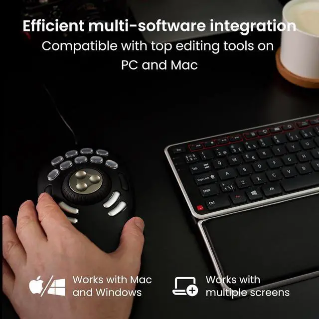 Alt view image 4 of 7 - Contour Design ShuttlePRO v2  Multimedia Controller with Jog Wheel & 15 Custom Programmable Buttons | Ideal for Video, Audio & Photo Editing | Mac & PC Compatible