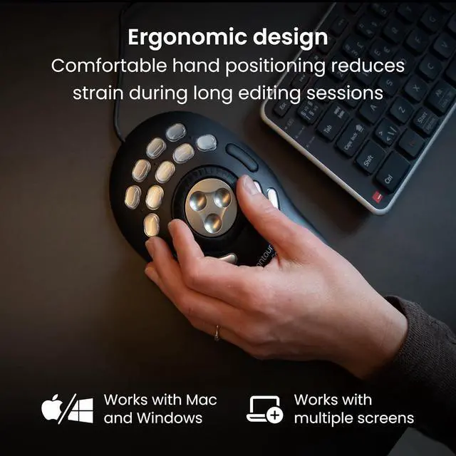 Alt view image 5 of 7 - Contour Design ShuttlePRO v2  Multimedia Controller with Jog Wheel & 15 Custom Programmable Buttons | Ideal for Video, Audio & Photo Editing | Mac & PC Compatible