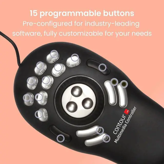 Alt view image 7 of 7 - Contour Design ShuttlePRO v2  Multimedia Controller with Jog Wheel & 15 Custom Programmable Buttons | Ideal for Video, Audio & Photo Editing | Mac & PC Compatible