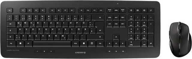 Main image of CHERRY DW 5100, Wireless Desktop Set, German Layout, QWERTZ Keyboard, Battery-Operated, Robust Professional Keyboard, Ergonomic 6-Button Mouse, Black
