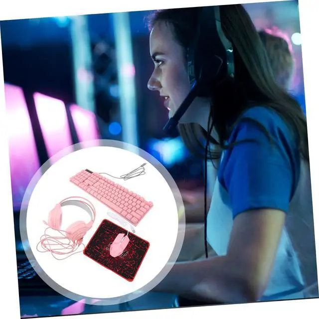 Alt view image 3 of 7 - Gadpiparty 1set Keyboard and Mouse Set RGB Led Lighting Wired Headset and Comfortable Design for Gamers for Office and Gaming Use