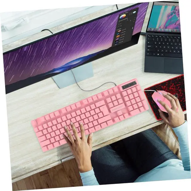 Alt view image 7 of 7 - Gadpiparty 1set Keyboard and Mouse Set RGB Led Lighting Wired Headset and Comfortable Design for Gamers for Office and Gaming Use