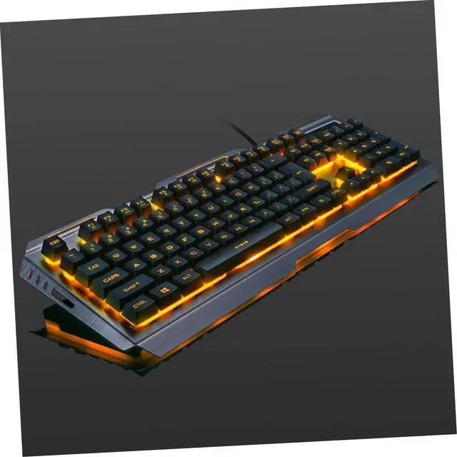 Alt view image 7 of 7 - Gadpiparty Cool Yellow Led Backlit USB Mechanical Gaming Keyboard and Mouse Tungsten Golden High-Elastic Floating Keys Panel Multimedia