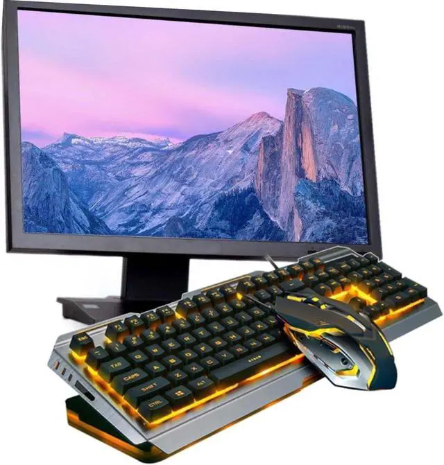 Alt view image 6 of 7 - Gadpiparty Cool Yellow Led Backlit USB Mechanical Gaming Keyboard and Mouse Tungsten Golden High-Elastic Floating Keys Panel Multimedia