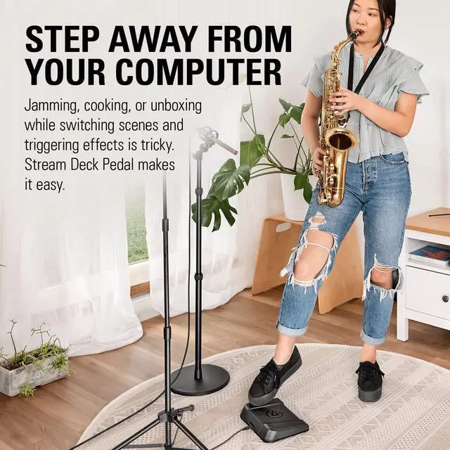 Alt view image 5 of 7 - Elgato Stream Deck Pedal  Hands-Free Studio Controller, 3 Macro footswitches, Trigger Actions in apps and Software Like OBS, Twitch, YouTube and More, Works with Mac and PC