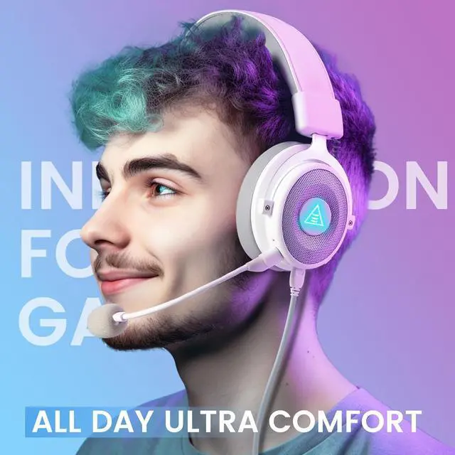 Alt view image 5 of 7 - EKSA USB Gaming Headset for PC, Computer Headphones with Detachable Noise Cancelling Microphone, 7.1 Surround Sound, 50MM Driver, Wired Headset with Mic for PS4/PS5, Xbox One, Laptop, Work