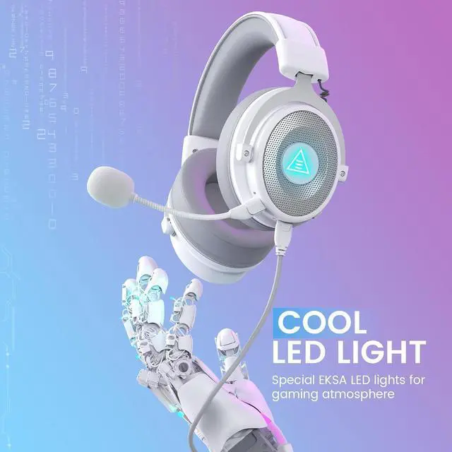 Alt view image 7 of 7 - EKSA USB Gaming Headset for PC, Computer Headphones with Detachable Noise Cancelling Microphone, 7.1 Surround Sound, 50MM Driver, Wired Headset with Mic for PS4/PS5, Xbox One, Laptop, Work