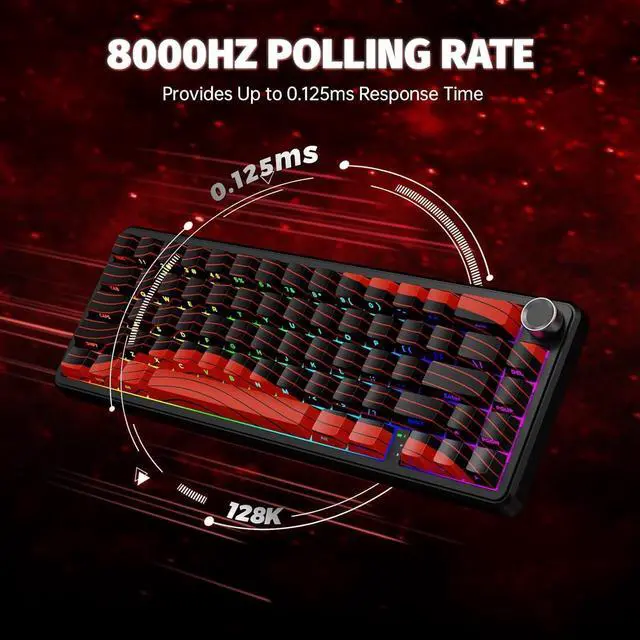 Alt view image 3 of 7 - ATTACK SHARK X65PRO HE Rapid Trigger Wireless Gaming Keyboard, 0.01mm RT Accuracy 8KHz Polling Rate Wired Keyboard with Magnetic Switch, Tri-Mode, Adjustable Actuation, RGB Lighting for PC/Mac/Gamer