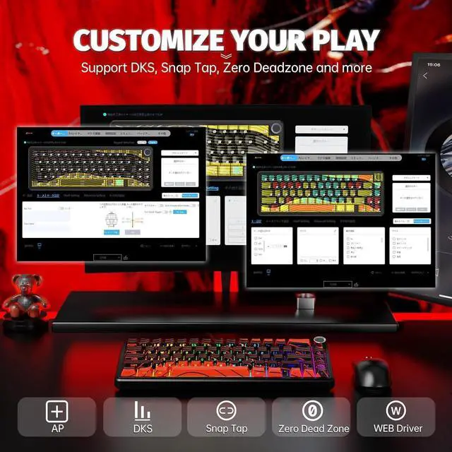 Alt view image 5 of 7 - ATTACK SHARK X65PRO HE Rapid Trigger Wireless Gaming Keyboard, 0.01mm RT Accuracy 8KHz Polling Rate Wired Keyboard with Magnetic Switch, Tri-Mode, Adjustable Actuation, RGB Lighting for PC/Mac/Gamer