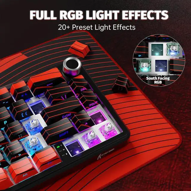 Alt view image 7 of 7 - ATTACK SHARK X65PRO HE Rapid Trigger Wireless Gaming Keyboard, 0.01mm RT Accuracy 8KHz Polling Rate Wired Keyboard with Magnetic Switch, Tri-Mode, Adjustable Actuation, RGB Lighting for PC/Mac/Gamer