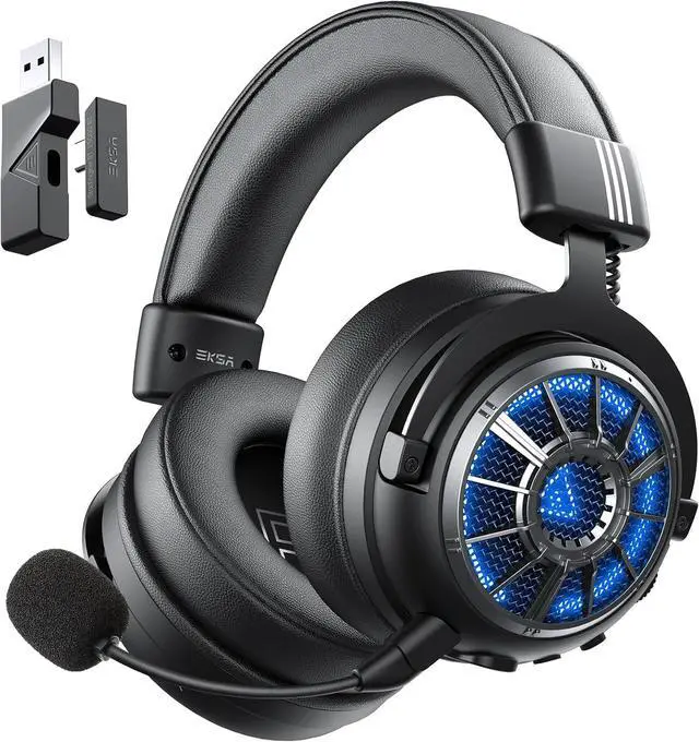 Main image of EKSA Wireless Gaming Headset for PS5, PC, PS4, Mac, Switch, Gaming Headphones with 2.4GHz, Bluetooth 5.3, 7.1 Surround Sound, Detachable Noise Canceling Microphone