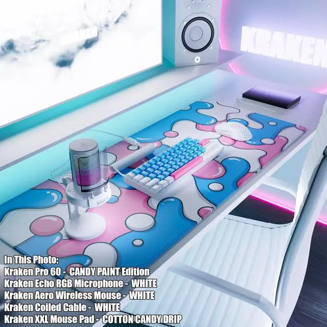 Alt view image 3 of 7 - Kraken AERO - Superlight Wireless Gaming Mouse, Ultra-Lightweight, LAG-Free Wireless, Dual-Mode (2.4Ghz + Wired) Symmetrical, 26,000 DPI, PAW3395 Compatible with PC/MAC (White)