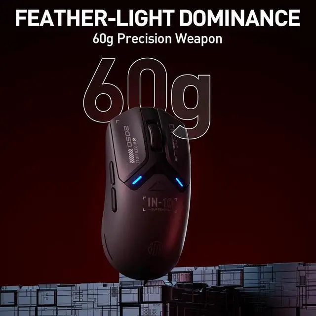 Alt view image 4 of 7 - INPHIC IN10P Superlight Wireless Gaming Mouse, 60g, 8K Polling Rate, 26,000 DPI, Tri-Mode, PAW3395 Sensor, Fully Programmable