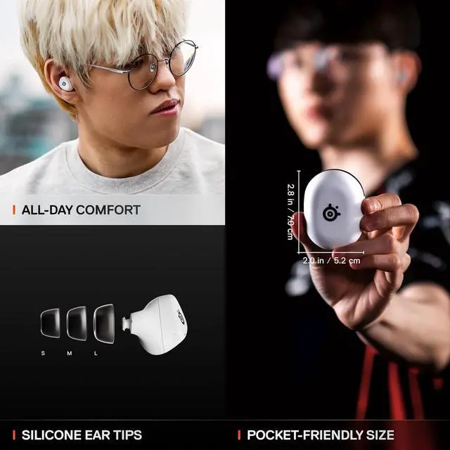 Alt view image 7 of 7 - SteelSeries Arctis GameBuds for PlayStation/PC/Switch/Mobile  Quick-Switch 2.4GHz + Bluetooth 5.3  Active Noise Cancelling  100+ Game Audio Presets  40H Battery with Qi Charging Case - White